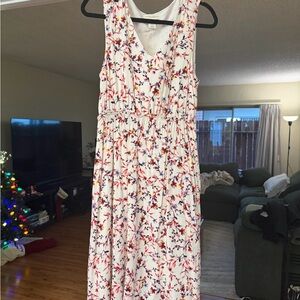 Cynthia Rowley White and Red Floral Midi Dress